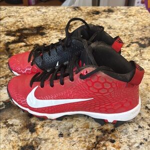Nike Red and Black Sneakers with Mesh Upper